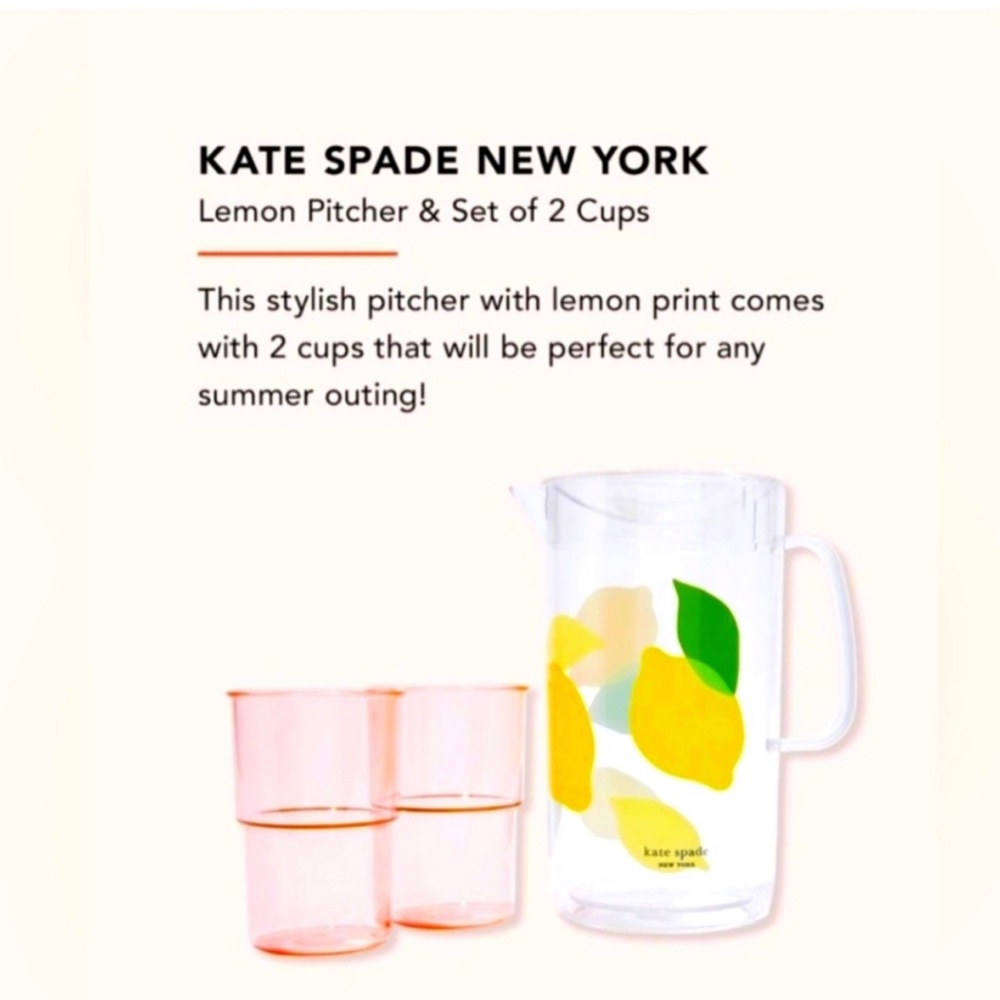 Kate Spade Pitcher Set with 2 glasses